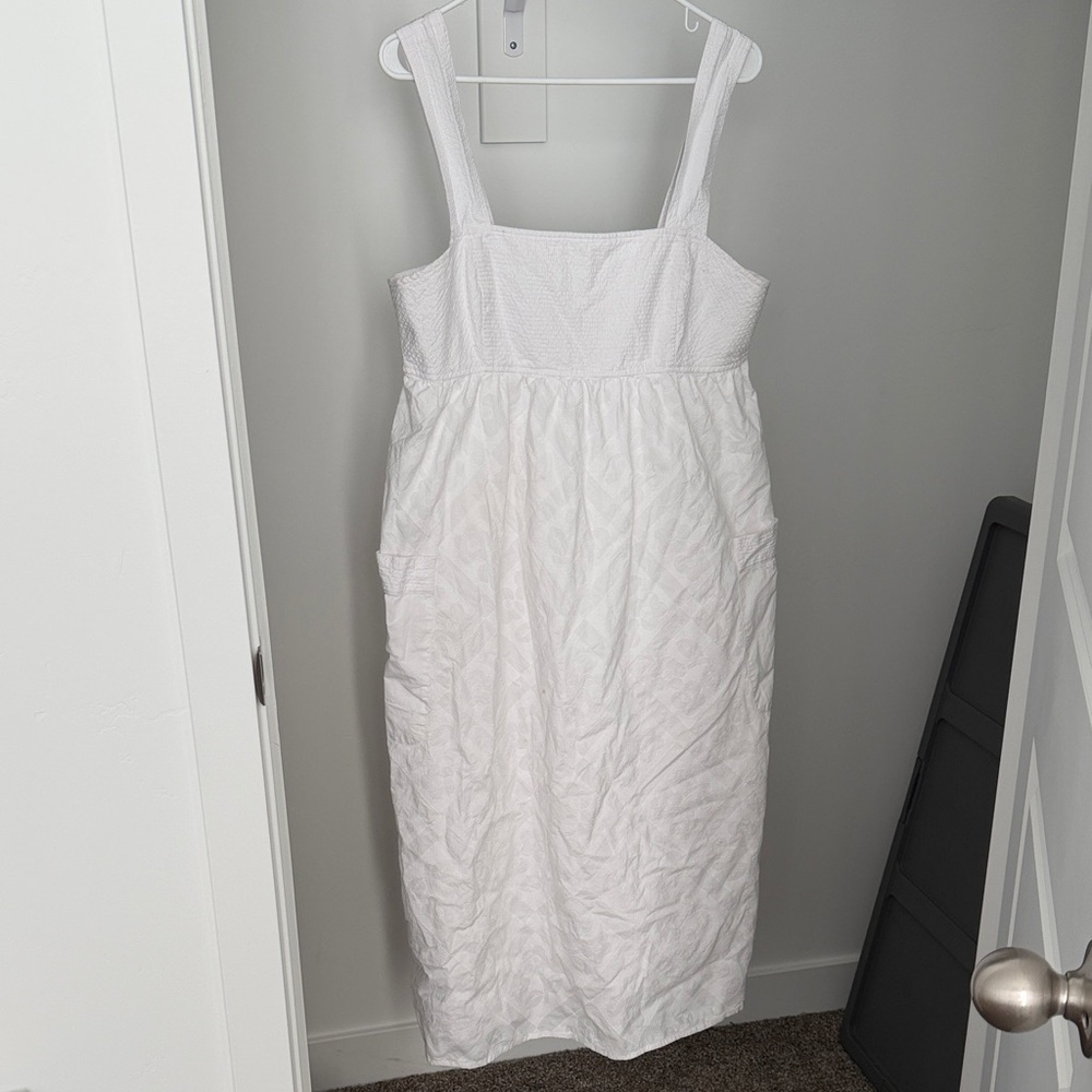 Madewell White Textured Midi Dress